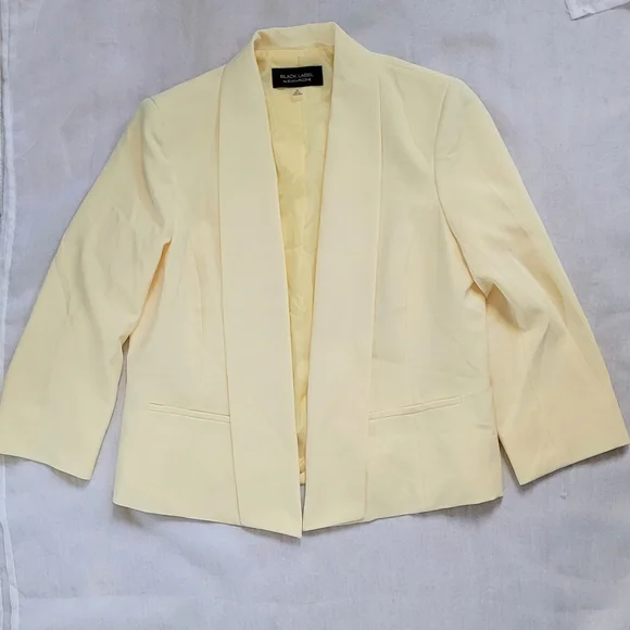 NWOT! Posh Butter Yellow Black Label Formal Women's Lined Open Spring Blazer 10 - Picture 1 of 17